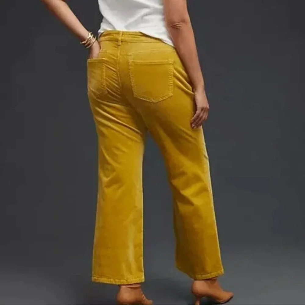 Anthropologie Pilcro The Yaya Midrise Cotton‎ Blend Corduroy Gold Crop Pants 18W - Picture 2 of 12